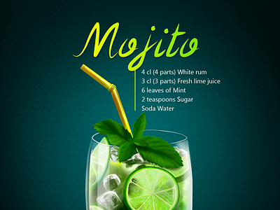 Mojito cocktail digital painting fresh illustration lime mint mojito