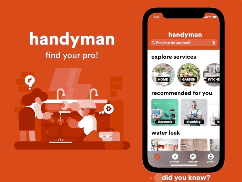 HANDYMAN animation app design handyman onboarding service design ui user experience user interface ux