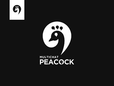Multichat Peacock animal art bird branding chat communication creative creative design design icon illustration illustrator logo negativespace peacock talk