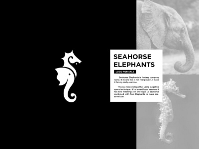 Seahorse Elephants animal animals art branding clever creative creative design design dual meaning elephant elephants icon illustration logo negative space seahorse smart logo vector