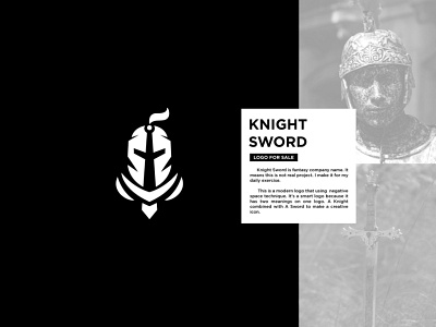 Knight Sword Logo ancient armor art branding clever logo creative creative design design dual meaning logo emblem fantasy history icon illustration knight logo negative space smart logo sword vector