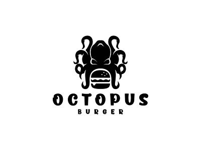 Octopus Burger Logo art branding burger cook creative creative design design dish dual meaning logo food graphic icon illustration logo negative space octopus restaurant smart logo ui vector