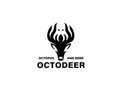 Octopus and Deer Logo animal animals antelope art branding creative creative design deer design dual meaning logo horn icon illustration logo negative space octopus smart logo ui vector