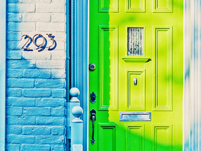 293 293 blue bricks canada green green door image imagery kensington market lines photograph photography toronto