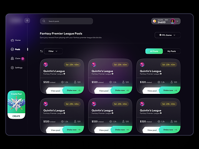 Defi Gaming - All Pools Page all pools bitcoin pool blockchain branding concept crypto crypto staking design figma figmadesign flat game illustration pool page pools stake ui