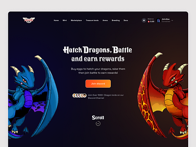 Dragonia - Play to Earn NFT Game blockchain design figma figmadesign flat nft game website nft games nft landing page nft website