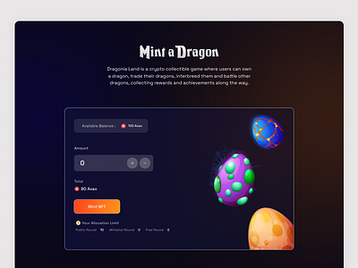 Dragonia - Mint a Dragon figma figmadesign game design mint page nft mint