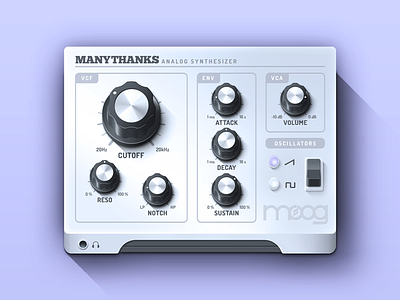 Moog Manythanks button concept flat illustration ipad knobs music simple synthesizer thanks ui