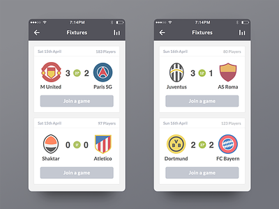 Ultimate Fan Live iOS app clean fantasy flat football game illustration ios iphone ui