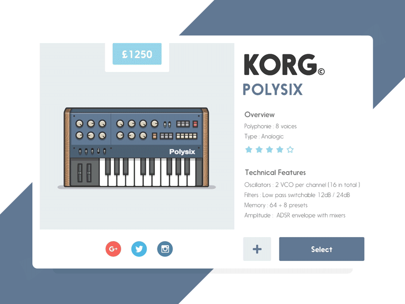 I tweet a Polysix© animation gif illustrator keyboard music principle synthesizer ui vector vintage