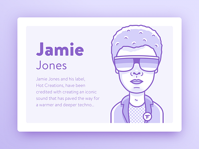 Jamie Jones avatar card character clean dj flat icon illustration music portrait ui vector