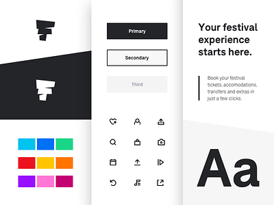 Festicket Visual System brand branding iconography identity logo style guide system typography ui ux visual