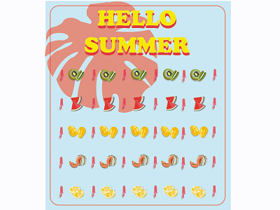 Summer Aesthetic fruit illustration illustration kiwi mango summer summertime watermelon