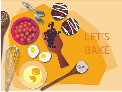 BAKING baking breakfast cake cherries cookies design dessert hobby illustration poster art
