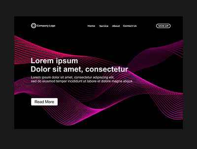 BLACK ABSTRACT WAVE LANDING PAGE background banner black business concept creative design digital illustration internet landing marketing modern page style technology template vector web website