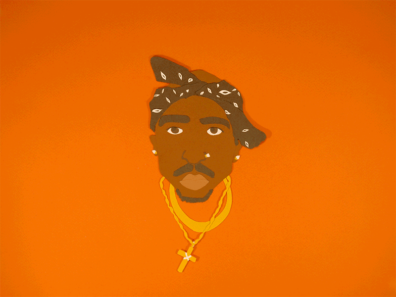 Tupac's Back Y'all!! animation color cutpaper gif hiphop illustration music paper papercraft rap tupac typography