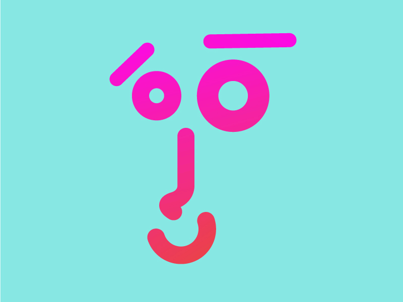 Face Exercise red pink purple blue exercise simple shape icon smile color gradient face