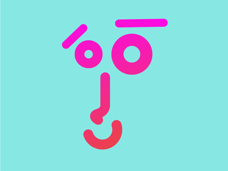 Face Exercise blue color exercise face gradient icon pink purple red shape simple smile