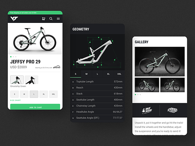 YT Industries - Mobile Product Page Redesign branding cycling ecommerce material design mountain bike typography ui ux web