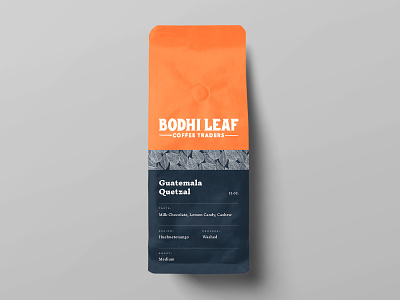 Bodhi Leaf Coffee Bag Exploration branding coffee coffee bag orange package packaging typography