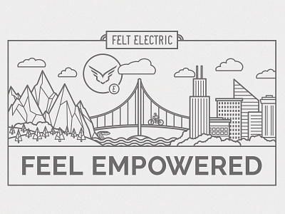 Felt Electric "Feel Empowered" bike cycling electric felt bicycles illustration lines vector