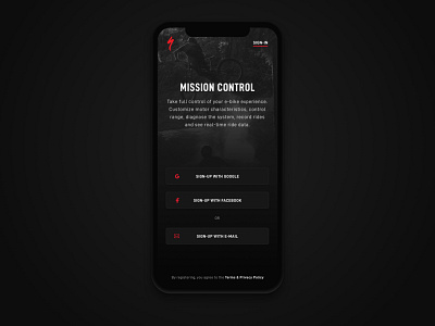 Specialized App Sign-up Screen cycling mobile mobile ui sign up signup specialized typogaphy ui