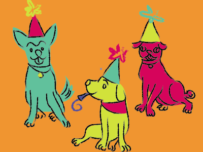 Dog Party! cat design dog doodle illustration