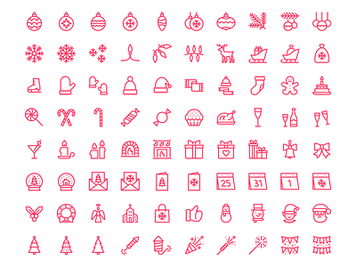 Christmas and New Year iconset christmas iconset illustration line icons new year vector