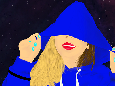 Illustration : Girls power art blue dark design digital art drawing galaxy girl graphic design graphic designer hoodie illustration illustrator ipad lipsticks procreate red space woman