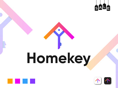 Homekey Modern Logo Design 3d logo brand design brand identity business logo colorful logo creative logo design gradient logo logo logo animation logo design minimal logo modern logo print design typography