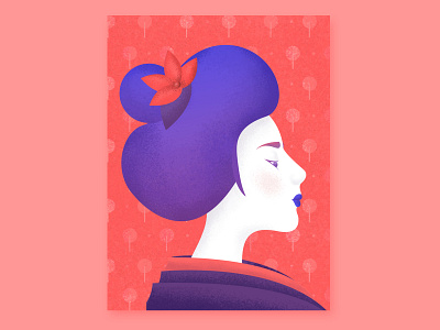 A geisha from Kyoto art artwork culture digital geisha gradient illustration japan japanese kyoto purple red sketch texture ui