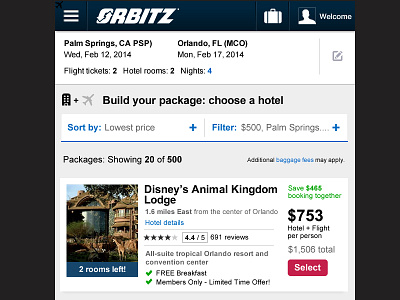 Orbitz Responsive Web design mobile web responsive tablet travel ui ux