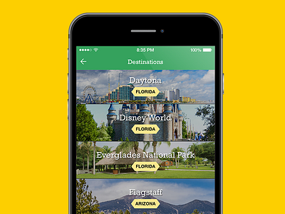 Travel Search Results app design ios travel ui ux