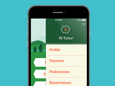 Slide Uut Menu app design ios menu profile slide out travel ui ux
