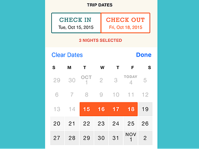 Custom Calendar Picker for iOS app calendar custom design design ios picker travel ui ux