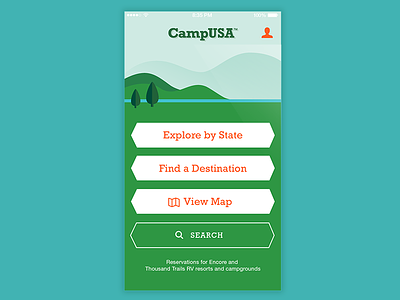Home Screen app camping design home ios travel ui ux