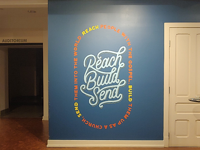 Mission statement mural for Sojourn Community Church design graphic design learning lettering live the adventure mural painting