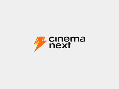 Cinema Next Logo branding design dribbble film flat lighting logo minimal orange simple vector