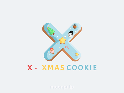X - Xmas cookie cookie food foodillustration letter letterlogo logo logo design vector vector illustration xmas