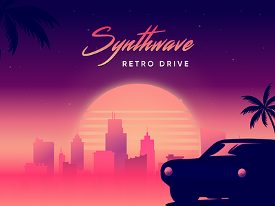 Retrowave: Synthwave Drive 1980s car drive drive graphic design illustration instagram post retro retrowave sunset synthwave