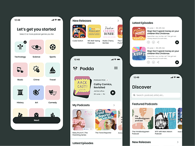 Podda - A podcast app concept app app design design mobile design mobile ui podcast ui ux exploration