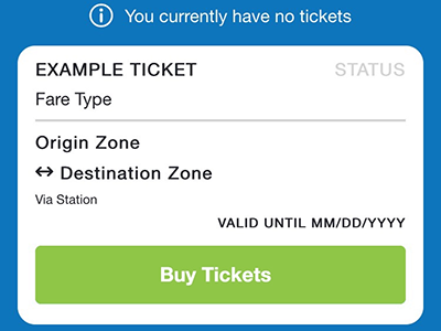 Ticket example from the JustRide v2 app