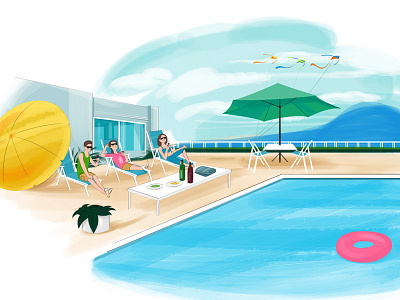 Chilling on the pool side! adobe digital illustration illustrator painting watercolor