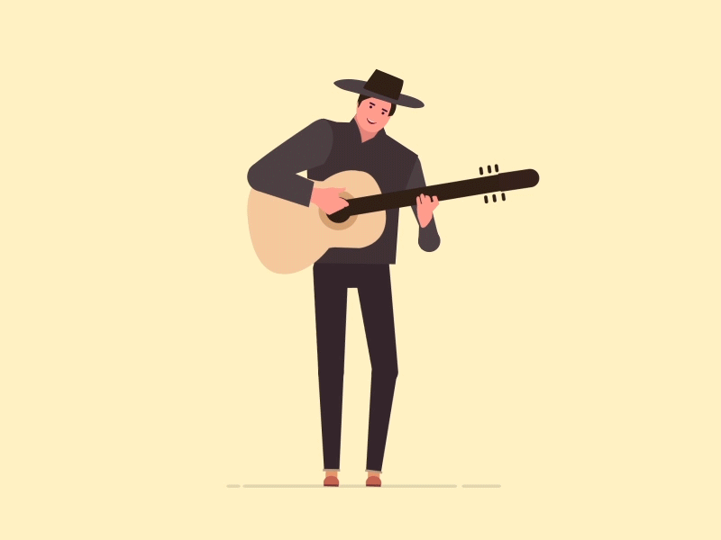 Guitarist 2d adobe aftereffects animation character design design gif graphics illustrator object based