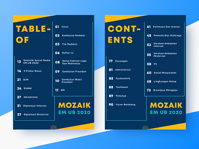 Magazine Project - Table of Content darkblue design illustration magazine majalah mozaik table of contents