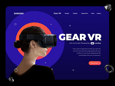 Samsung VR Landing Page 3d app application ui design dribble dribble shots illustration typography ui ux