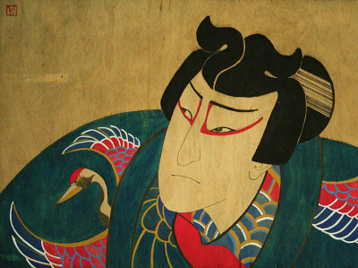 Samurai cartooning design illustration oil portrait