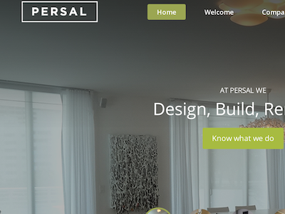 Persal construction green landing page ui ux