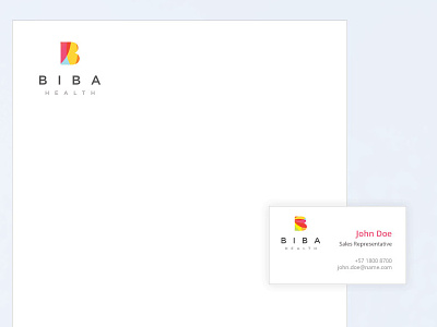 Stationary - BIBA Health b business card color flat healthcare logo modern rainbow stationary