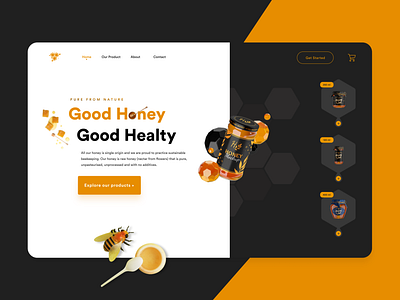 Honey Product Landing Page bee honey honey bee honeybee honeycomb product design product page ui ui design ux ux design webdesign website website concept websites